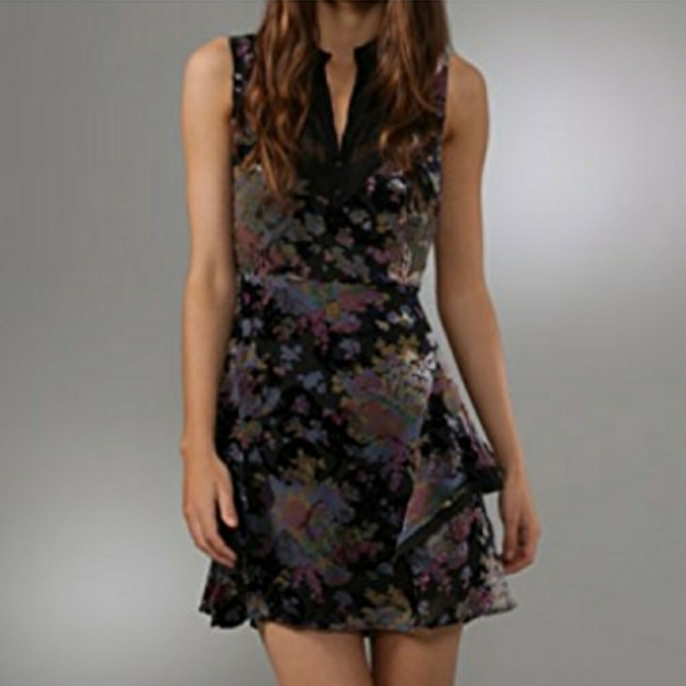 Free People Lace and Velvet Ruffle Dress